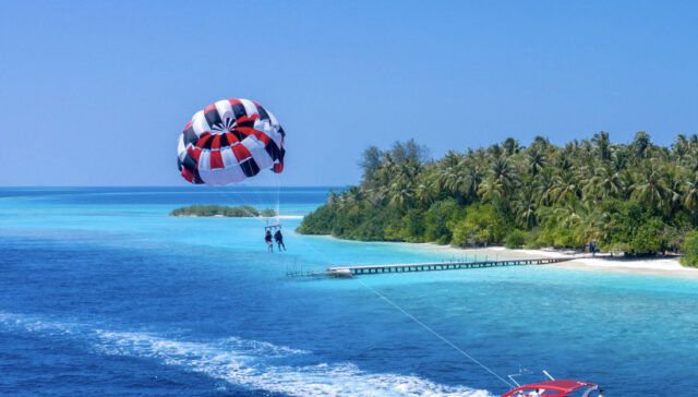 Speedboat transfers in a beautiful Maldives island.